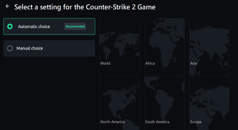 انتخاب ناحیه سرور